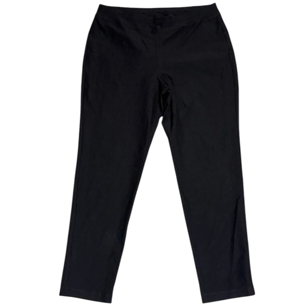 Eileen Fisher Black Slim Ankle Pants Women's Size L Stretch Pull-On Ponte - Picture 4 of 12
